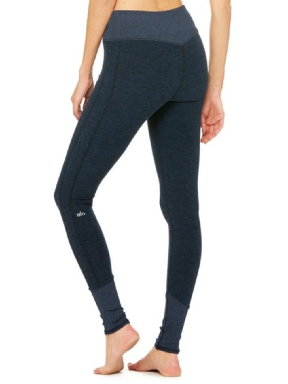 ALO Yoga High-Waist Alosoft Lounge Leggings in a navy blue heathered